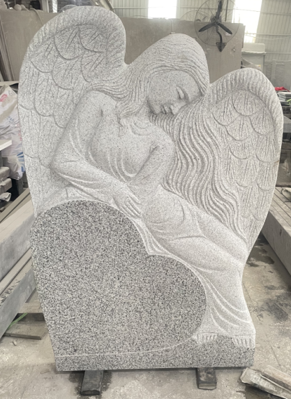 Chinese Grey G603 Granite Angel Heart Shaped Headstone