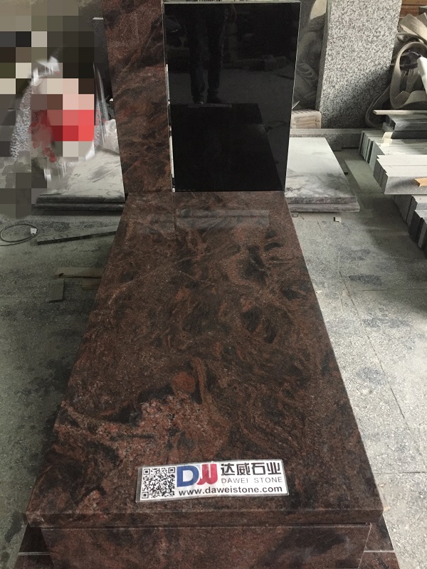 Granite India Aurora + Absolute Black Poland Style Bi-colored Tombstone Wholesale